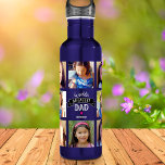 Photo DYI Collage World’s Greatest Dad Cool Modern 710 Ml Water Bottle<br><div class="desc">“World’s Greatest Dad.” Let Dad know what you really think of him. Time for him to quench his thirst after a workout with this cool water bottle sporting a personalized photo collage and bold, modern white typography with a graphic black banner on a teal blue stainless steel background. Customize with...</div>