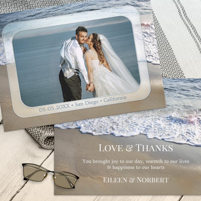 Photo Elegant Beach Wedding Carte de remerciements (Créateur téléchargé)