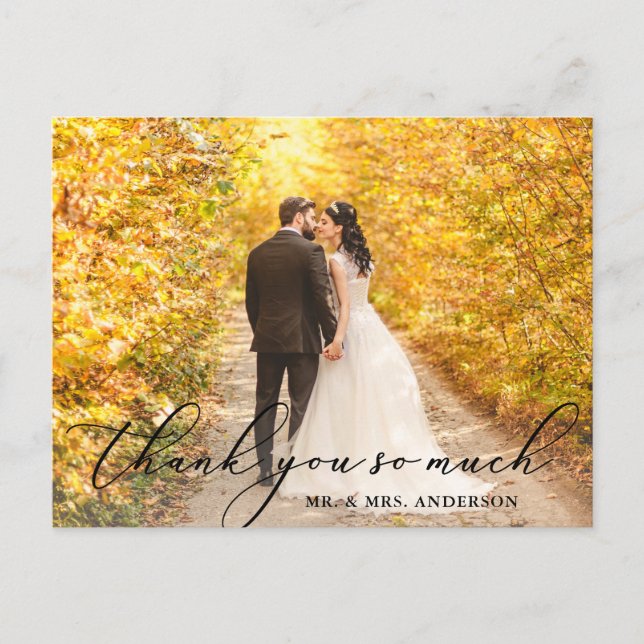 Photo Elegant Beautiful Calligraphy Wedding Postcard (Front)