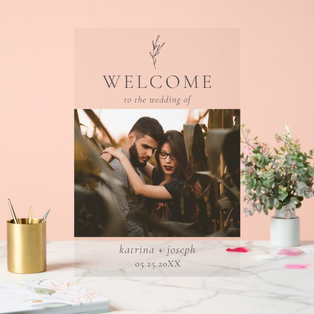 Photo Elegant Bienvenue Mariage Botanique Simple (Mariage)