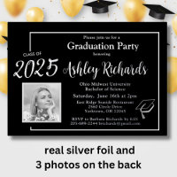 Photo Elegant Black White Graduation Party Real