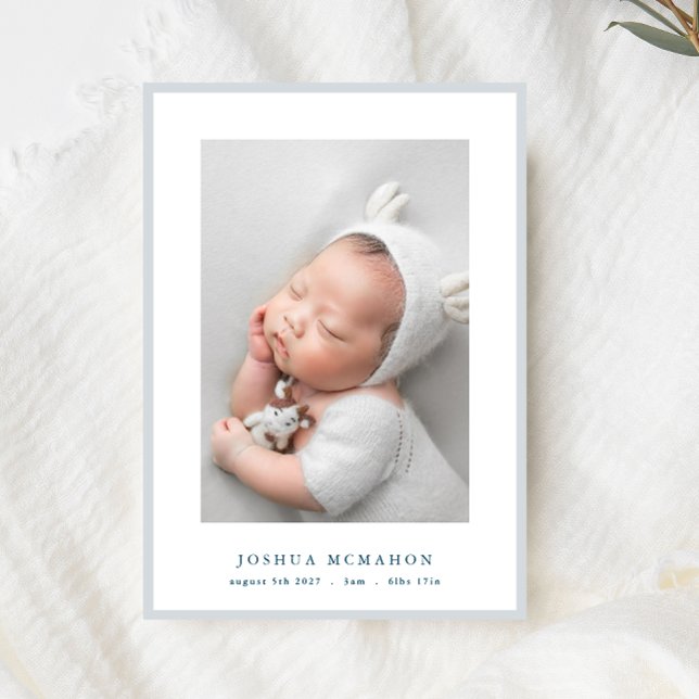 photo elegant blue frame baby birth announcement (Creator Uploaded)