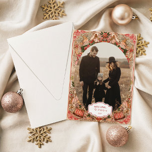 Photo Elegant Botanical Ornament Christmas Holiday Card