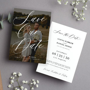 Photo elegant calligraphy script modern wedding save the date