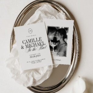 Photo Elegant Calligraphy Tie the Knot Wedding Invitation