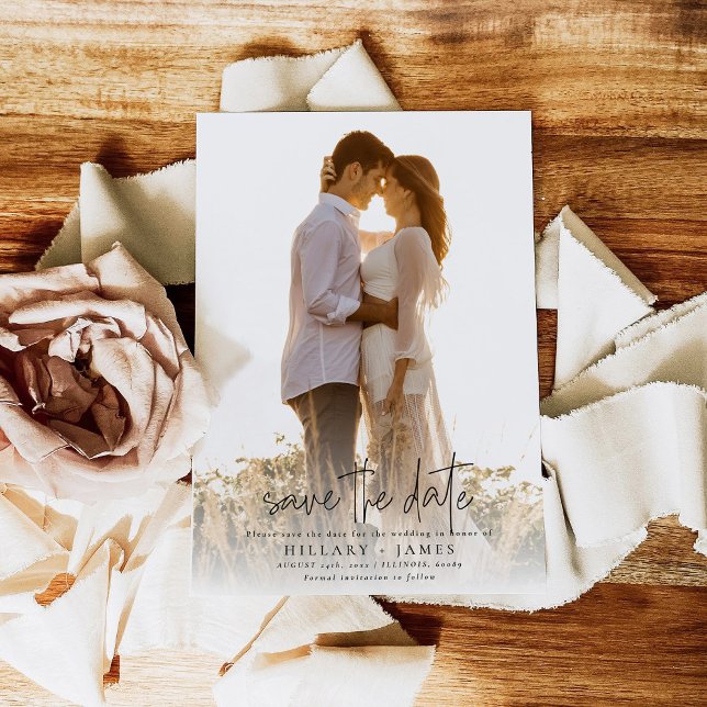 Photo Elegant Calligraphy Wedding Save the Date Invitation (Creator Uploaded)