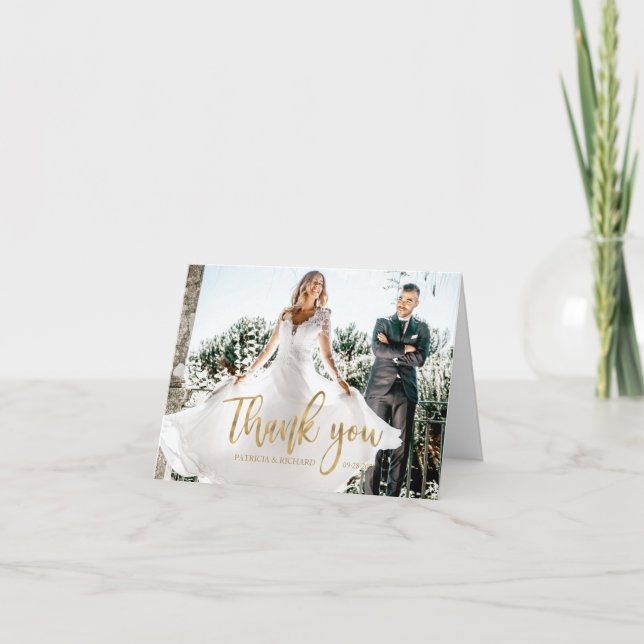 Photo Elegant Calligraphy Wedding Thank You (Front)