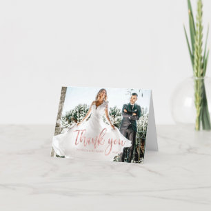 Photo Elegant Calligraphy Wedding Thank You Card