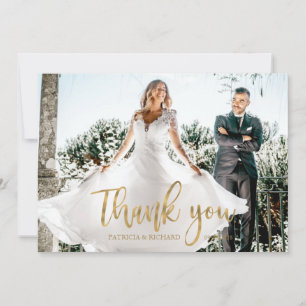 Photo Elegant Calligraphy Wedding Thank You Card