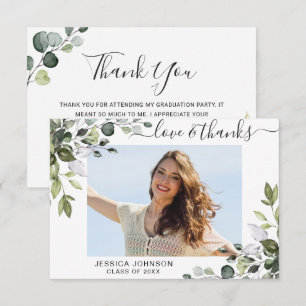 PHOTO Elegant Eucalyptus Greenery Graduation Thank You Card