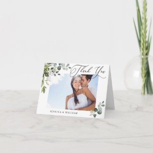 PHOTO Elegant Eucalyptus Greenery Wedding Thank You Card