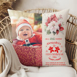 Photo Elegant Floral Baby's First Christmas Throw Pillow<br><div class="desc">Commemorate your baby's first Christmas with a personalized touch of elegance and comfort. Our Photo Elegant Floral Baby's First Christmas Throw Pillow is designed to capture the magic of this special milestone, adding a festive and stylish flair to your holiday décor. Elegant Floral Design: Beautiful, hand-drawn floral motifs adorn the...</div>