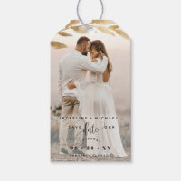 Photo, Elegant Gold Leaves Wedding Save the Date