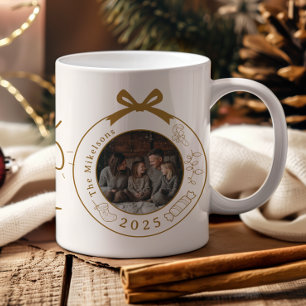 Photo Elegant Gold Line Art Christmas Coffee Mug