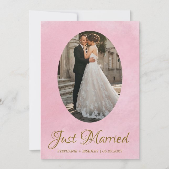 Photo Elegant Just Married Wedding Announcement (Front)