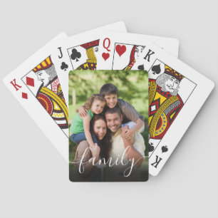 Photo Elegant Modern Script Family Playing Cards