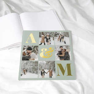 Photo Elegant Monogram Sage Green Guest Book