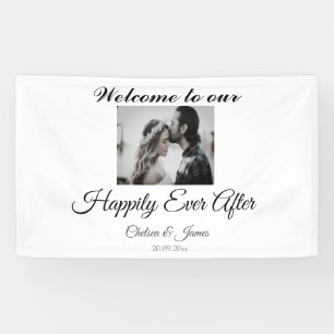 Photo Elegant Monogrammed Happily Ever After  Banner