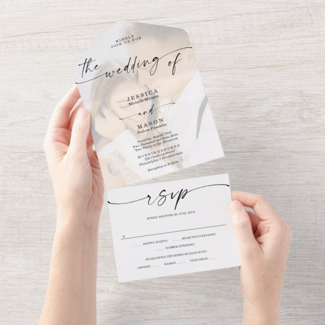 Photo Elegant Photo All In One Wedding Invitation (Tearaway)