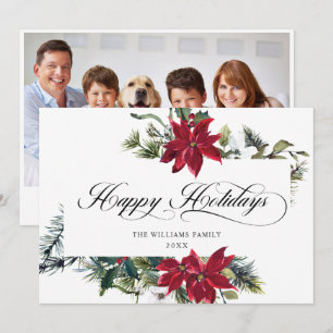 PHOTO Elegant Poinsettia Christmas Greeting Holiday Card