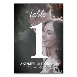 Photo Elegant Serif and Cursive Typography Table Number