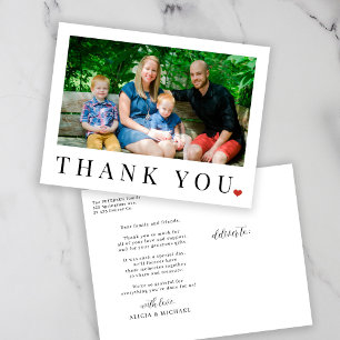 Photo elegant simple black and white thank you  postcard