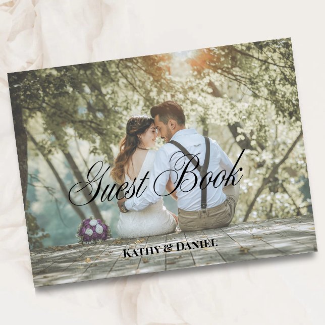 Photo Elegant Simple Modern Minimalist Wedding Guest Book (Creator Uploaded)