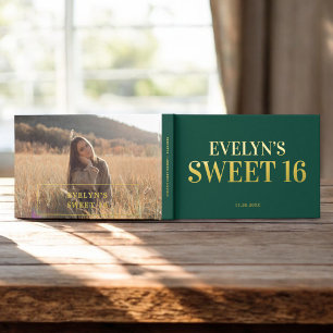 Photo Elegant Simple Sweet 16 Guest Book