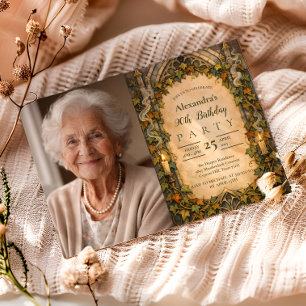 Photo Elegant Vintage Ivy Arch 90th Birthday Invitation