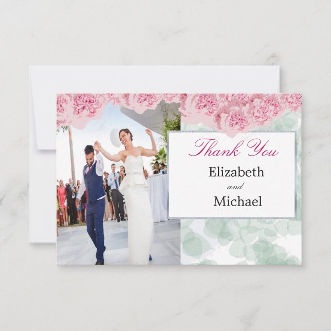 Photo Elegant Wedding Merci rose Carte postale (Devant)