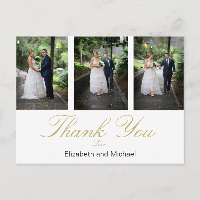 Photo Elegant Wedding Thank You Postcard (Front)