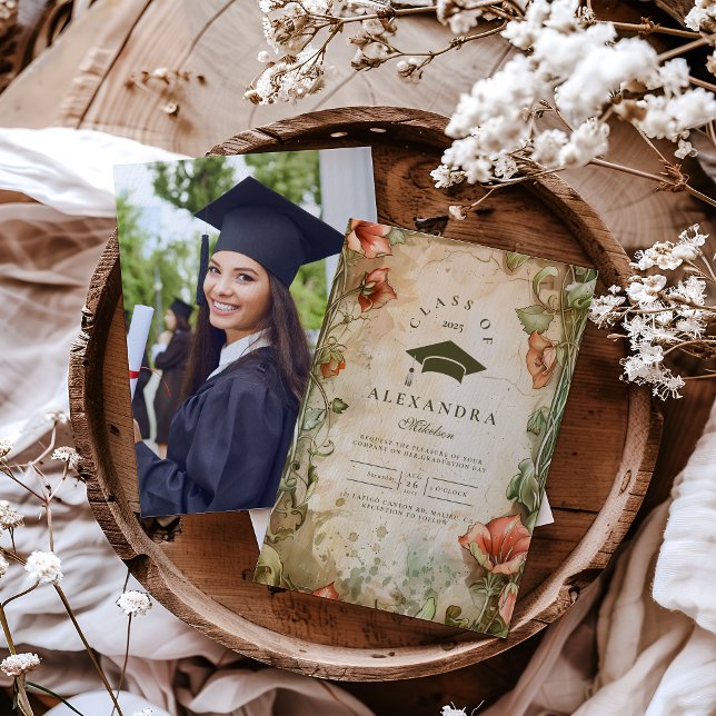 Photo Elegant Wildflower Bloom Graduation Party  Invitation (Creator Uploaded)