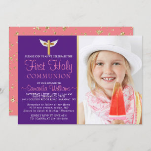 Photo Elégante moderne First Communion Invitation