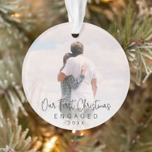Photo Élégante Moderne Notre premier Noël Engagé (Arbre)