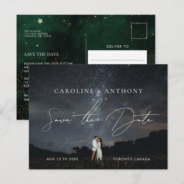 Photo Emerald Green Black Magical  Postcard (Front/Back)