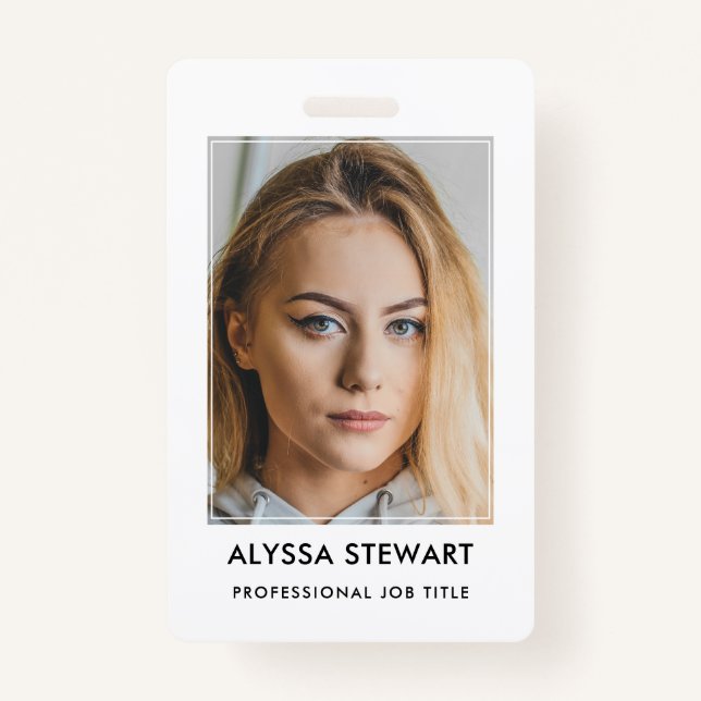 Photo Employee Business ID White Staff Badge (Front)