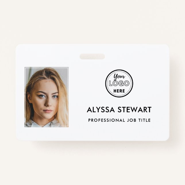 Photo Employee Business ID White Staff Name Badge (Front)