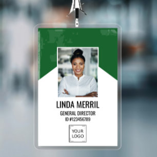 Photo Employee Company Logo  Security GREEN Badge