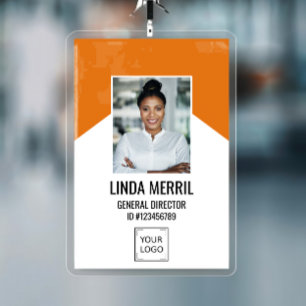 Photo Employee Company Logo  Security ORANGE Badge