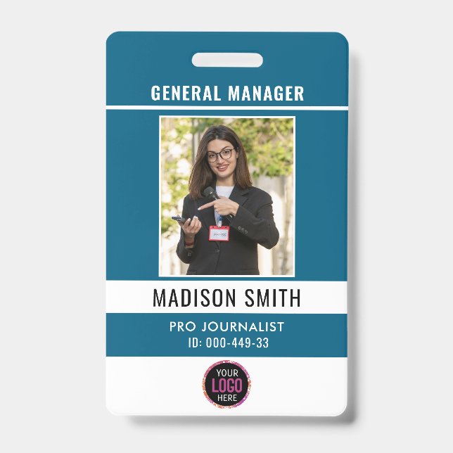 Photo Employee Logo or QR CODE Security Badge (Front)