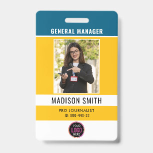 Photo Employee Logo or QR CODE Security Badge