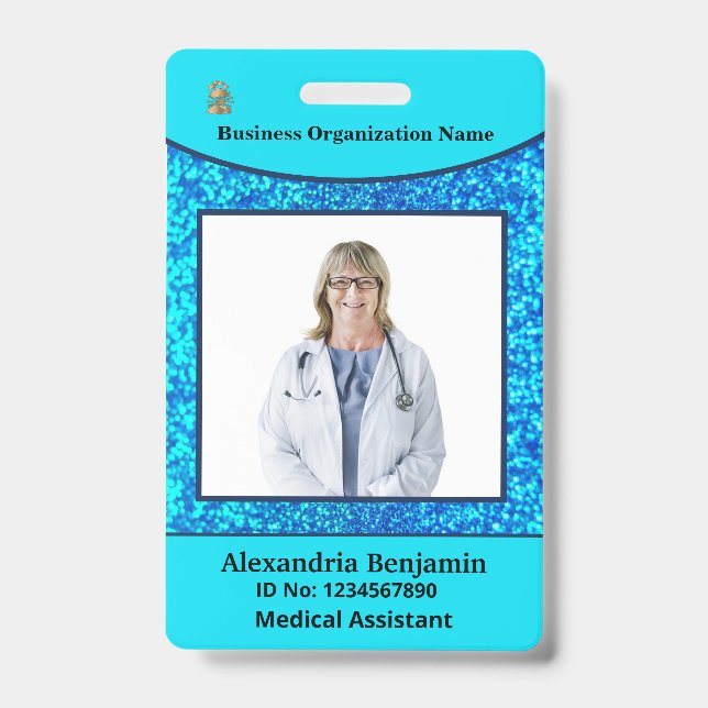 Photo Employee Name Bar Code Logo Custom Badge (Front)