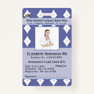 Photo Employee Name Bar Code  Logo Custom ID Badge