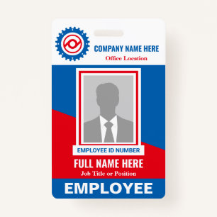 Photo Employee Tricolor Any Color Template ID Badge