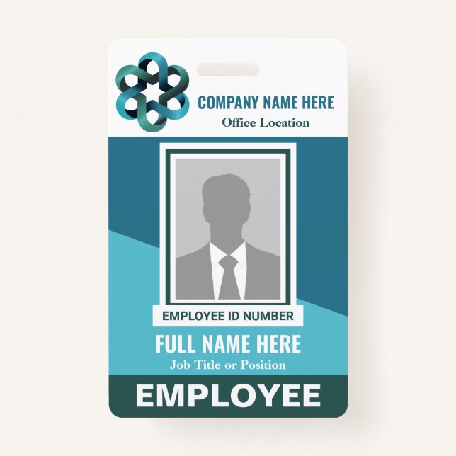 Photo Employee Tricolor Any Color Template ID Badge (Front)