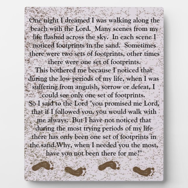 Photo Empreintes dans le sable avec la Plaque Jésus (Devant)