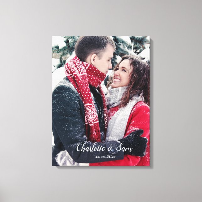 Photo en couple - Noms - Impression en toile (Recto)