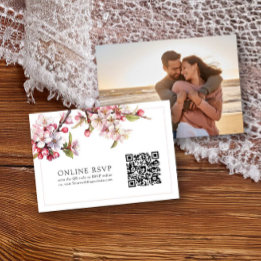 Photo en ligne RSVP QR Code Cherry Blossom Mariage