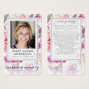 Photo en marbre floral Funeral Poem Card