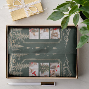 Photo Enchanted Gold Christmas Tree Woodland Tissue Paper
